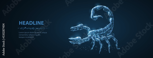 Stampa su tela Scorpio. Abstract 3d scorpio isolated illustration on blue.