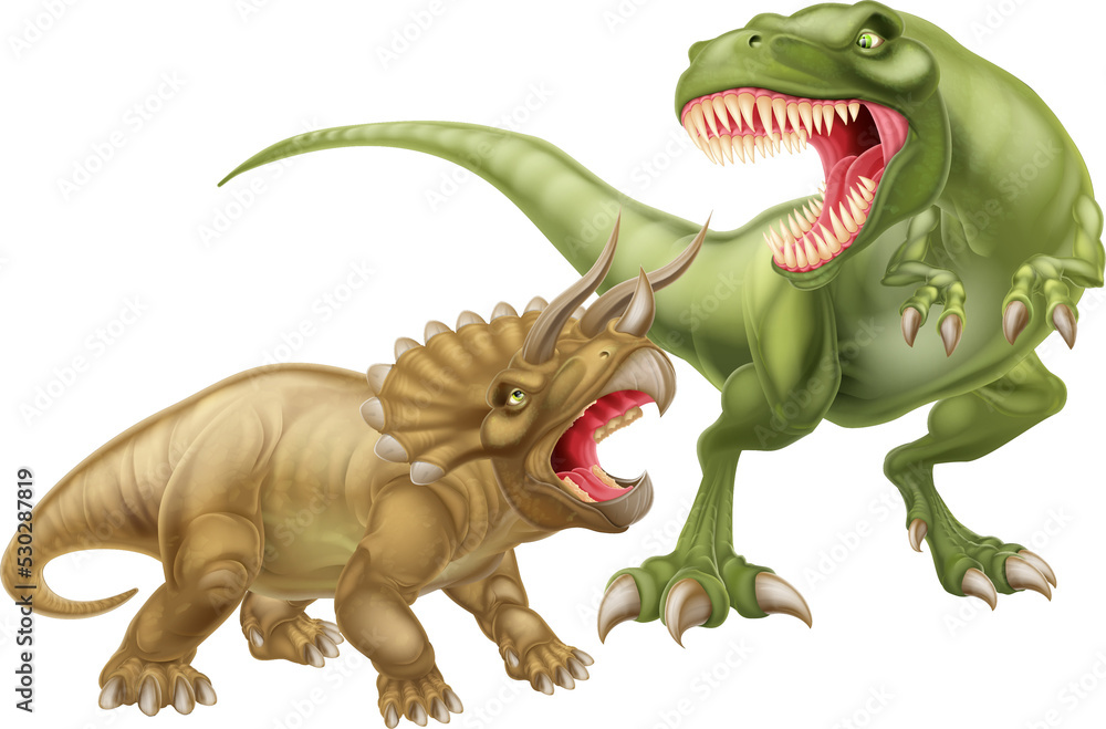 Fototapeta premium T Rex Versus Triceratops