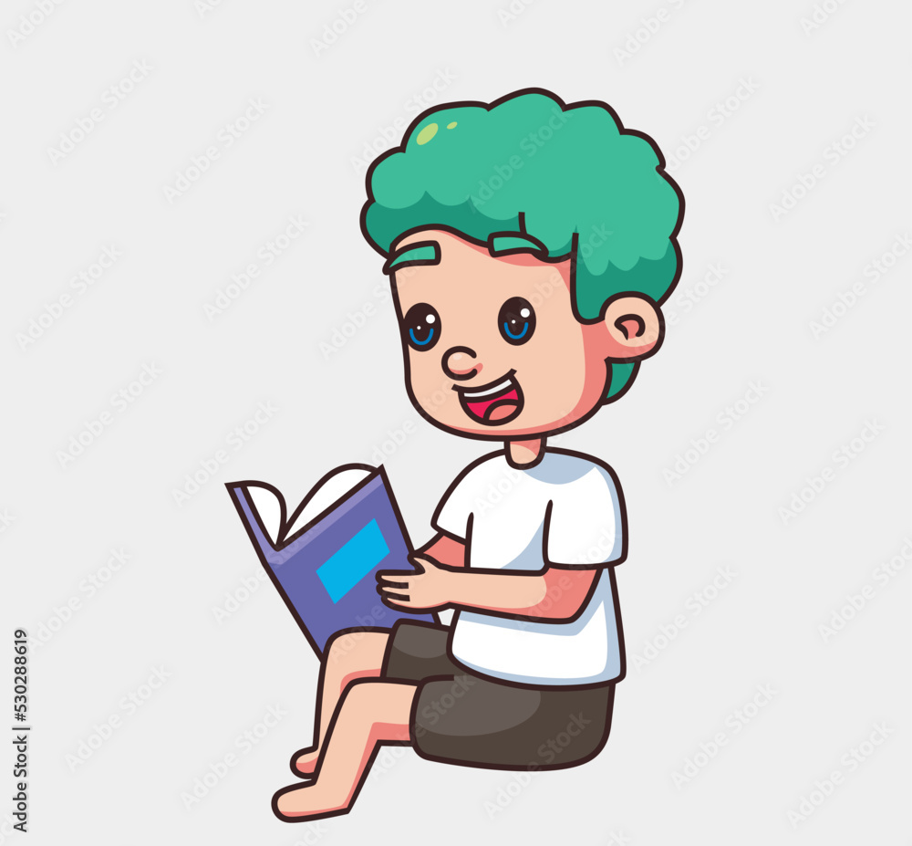 children reading a book. cartoon illustration isolated children reading a book. cartoon illustration isolated
