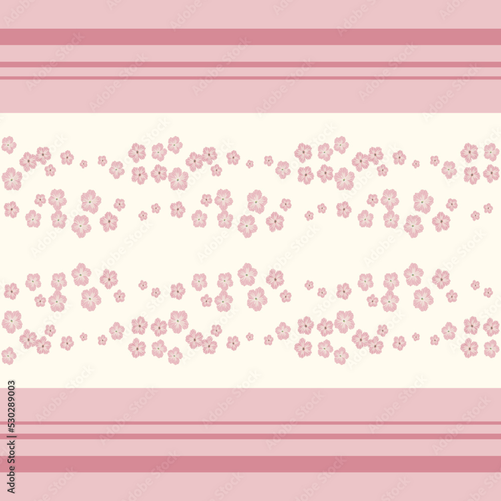 Seamless vector floral pattern with horizontal stripes, ornament, in pastel colors for fabric design Seamless vector floral pattern with horizontal stripes, ornament, in pastel colors for fabric design