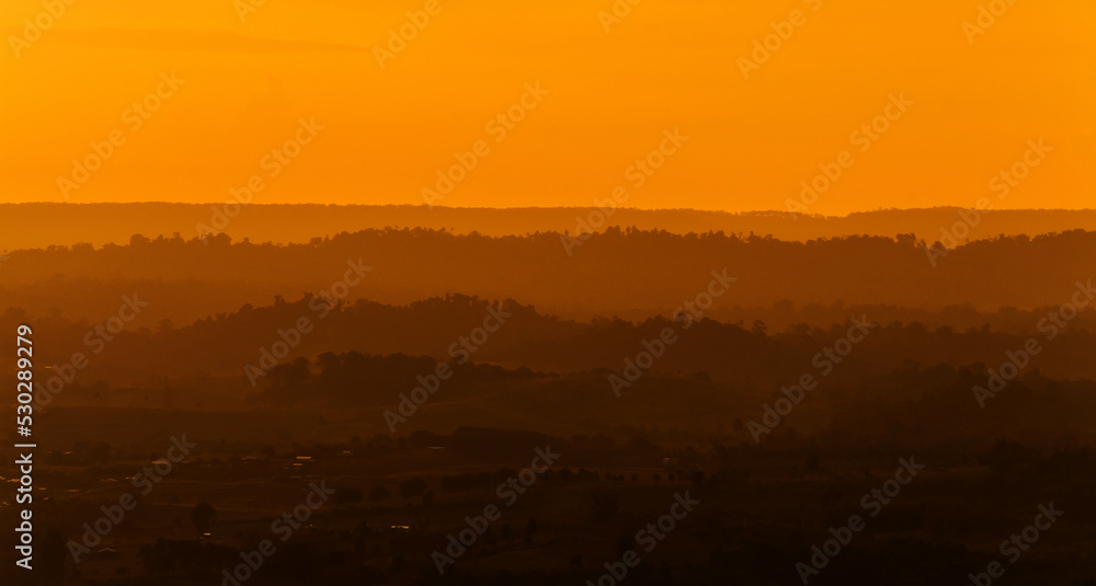 The sky in Twilight time with Layers of mountain The sky in Twilight time with Layers of mountain