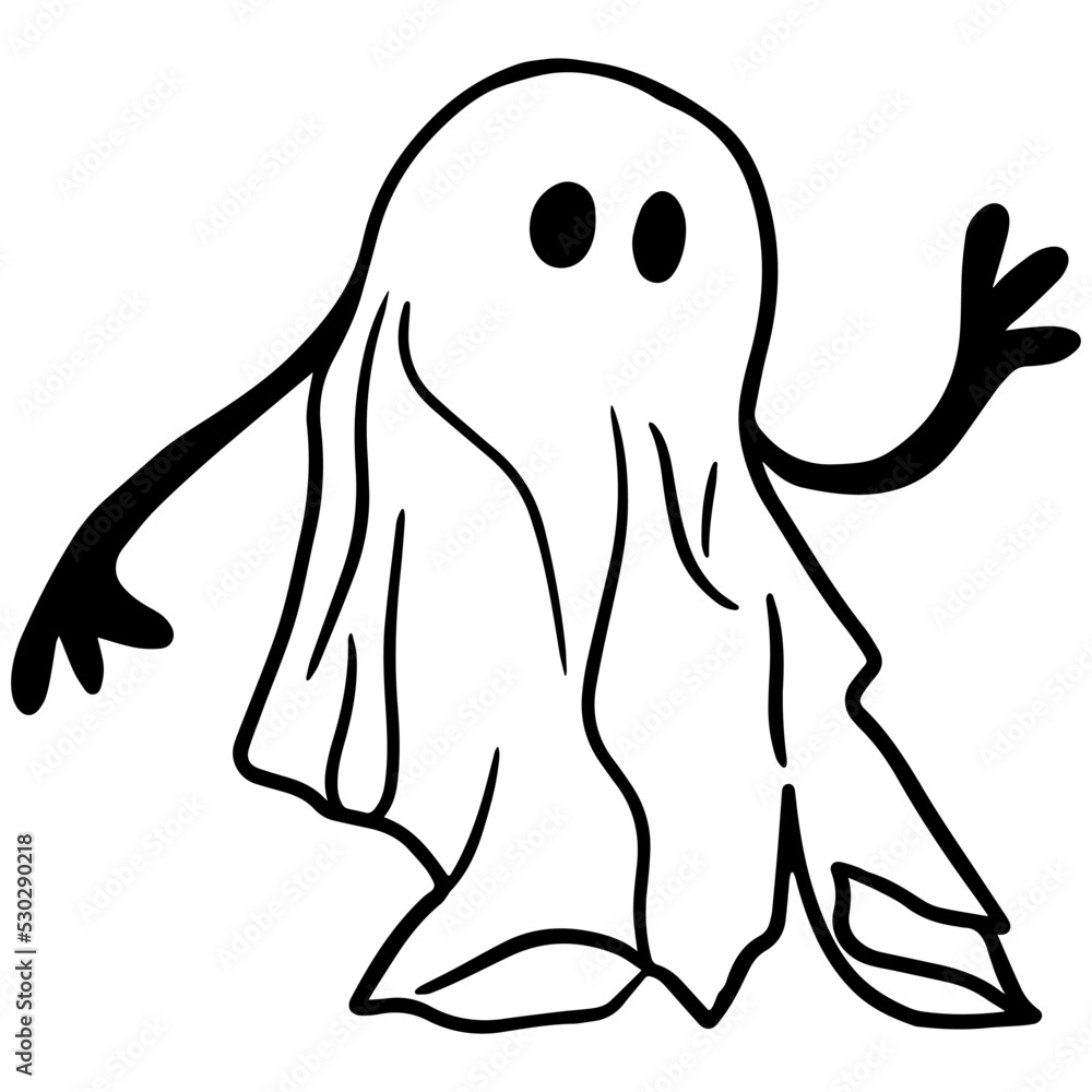 Black and white outline illustration of a cute ghost for your design.
Black and white outline illustration of a cute ghost for your design.