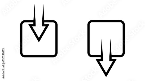 Icon output input, outline logo, arrow submit save data button