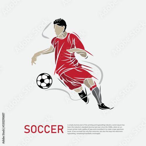 Fototapeta Naklejka Na Ścianę i Meble -  soccer player is dribbling and ready to kick the ball isolated vector illustration.