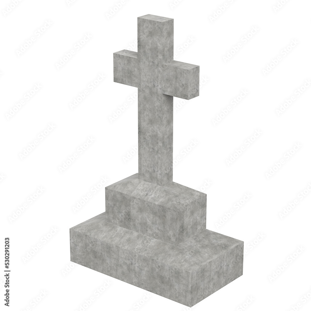 3D rendering illustration of a tombstone