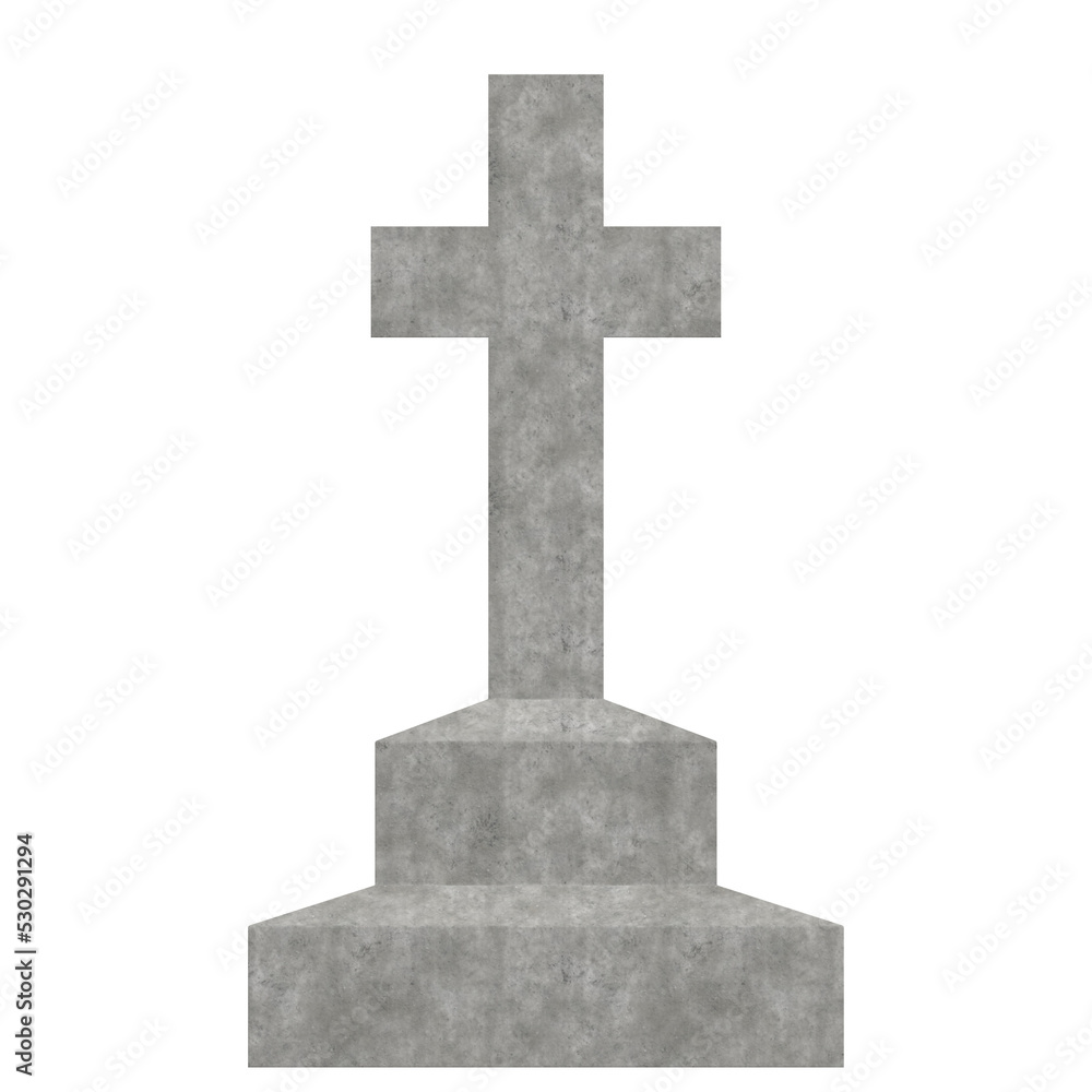 3D rendering illustration of a tombstone