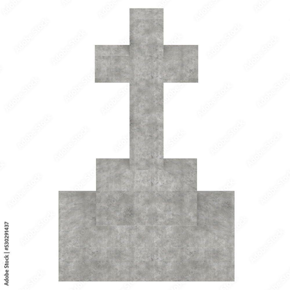 3D rendering illustration of a tombstone