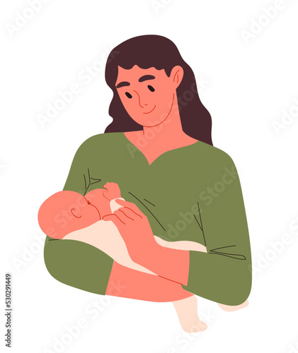 Mother breastfeeding her little baby in her arms