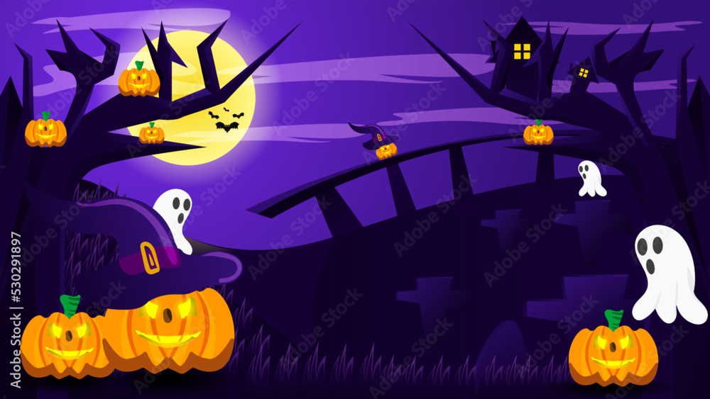 Halloween dark night background illustration
