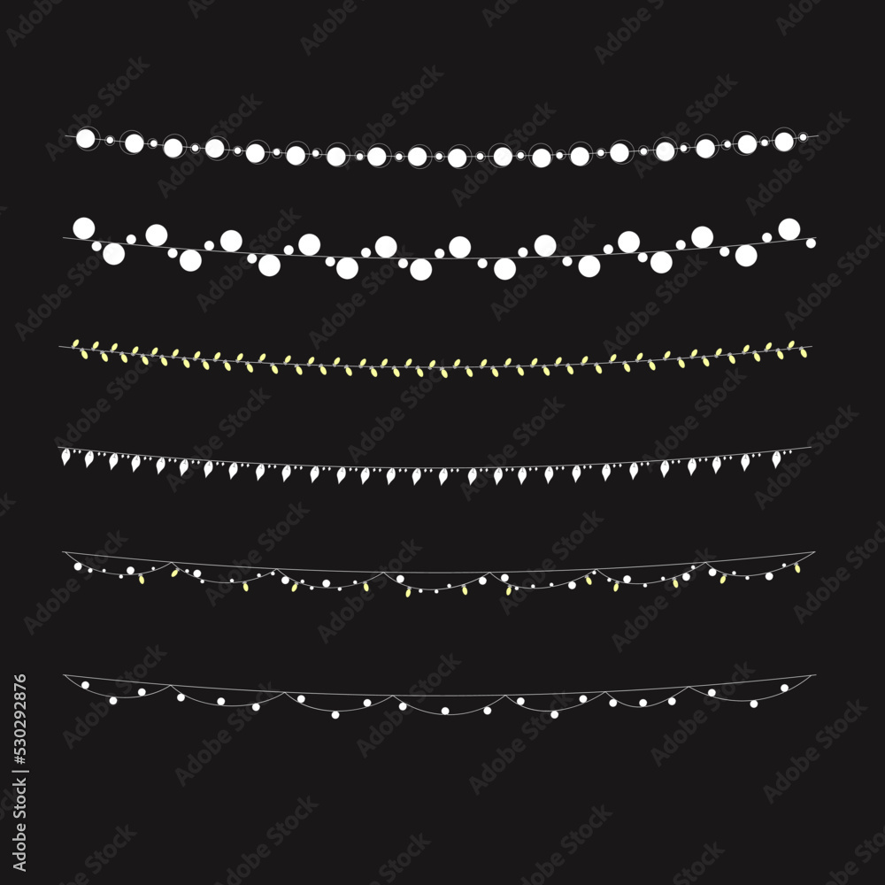 a set of minimalist black and white garlands. vector illustration EPS 10 