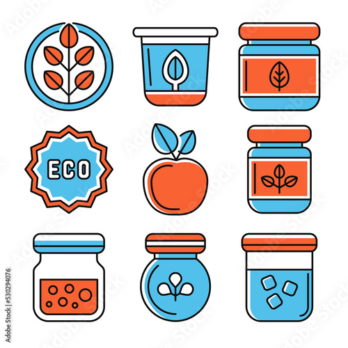 Eco Food Safety Icon Set on White Background. Vector