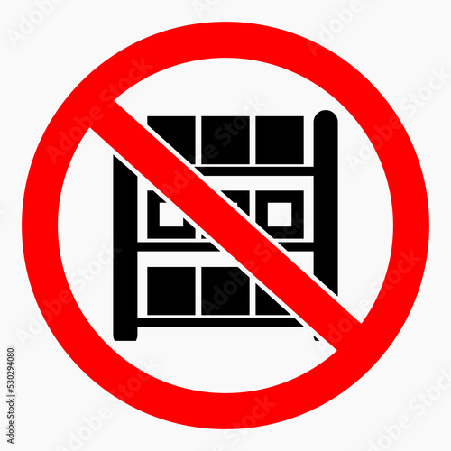 No stock icon. Do not put on shelves. No shelves. Do not use the warehouse. Storage ban. Vector icon.