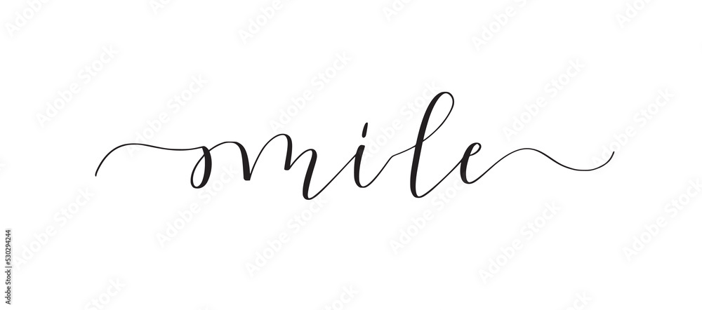 Smile cute hand-written word for posters, prints, stories