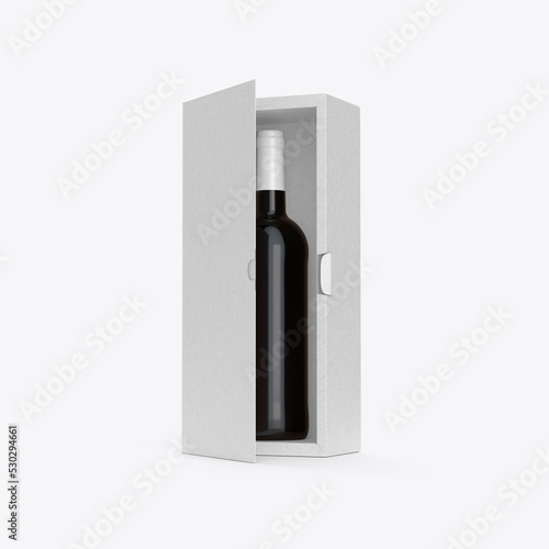 Kraft Box for Wine Bottle Mockup. 3D render
