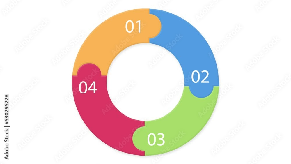 Business video infographics puzzle. 2d animation visualization with