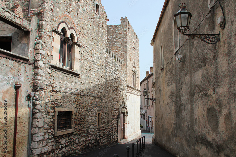 medieval palace (corvaja) in taormina in sicily (italy)
