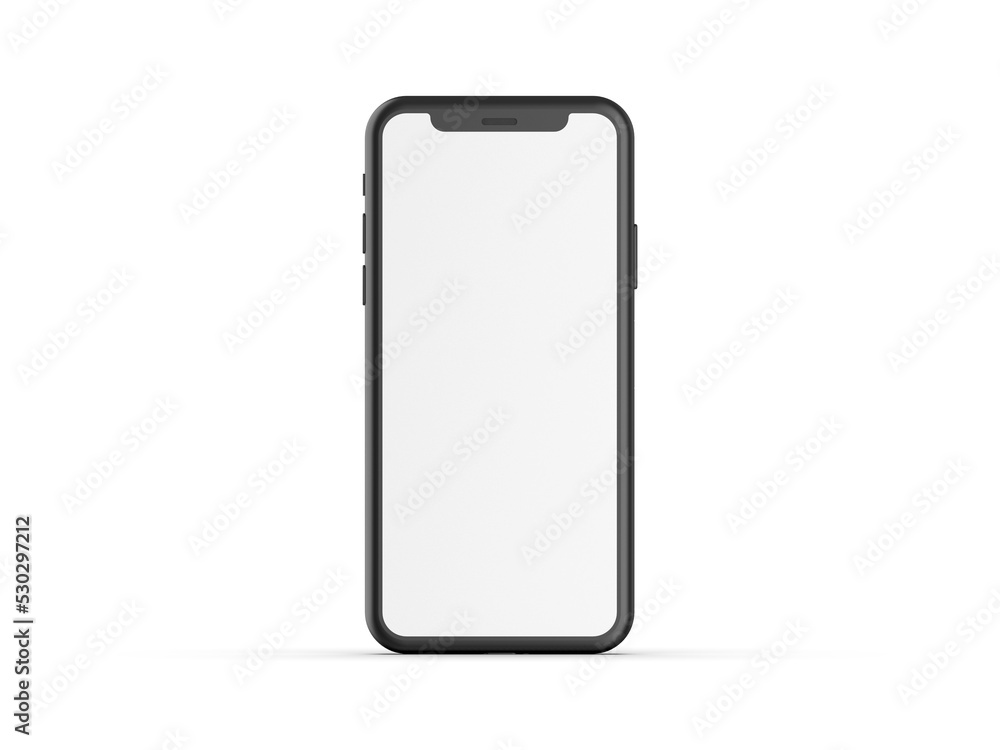 Mock up smart phone empty screen front view on the white background, 3d render illustration Mock up smart phone empty screen front view on the white background, 3d render illustration
