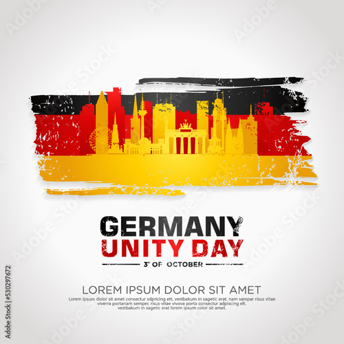 Germany unity day greeting card, with grunge and splash effect on flag as a symbol of independence