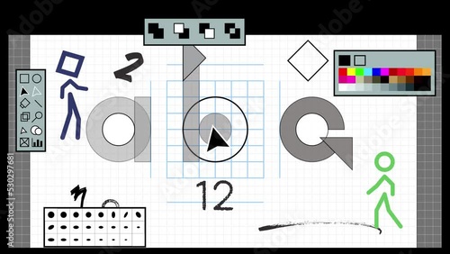Vector art on a mockup design app interface. Graphic design or digital illustration. photo