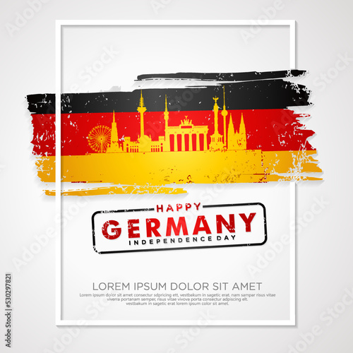 Germany unity day greeting card, with grunge and splash effect on flag as a symbol of independence