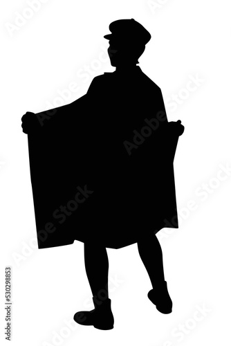 Flashing man in coat silhouette vector on white background