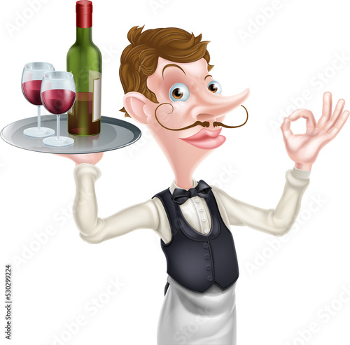 Cartoon wine waiter