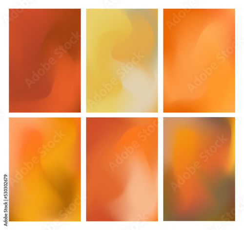 Set of autumn Gradient vector backgrounds with warm colors. Vector fall gradient backdrop for cover, wallpaper, greeting card, presentation, mobile app, poster