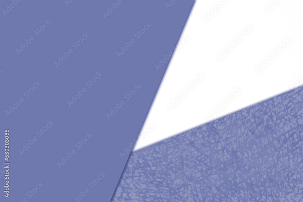 Plain vs textured bright fresh shades of blue lavender purple and white color papers intersecting to form a triangle shape for cover design