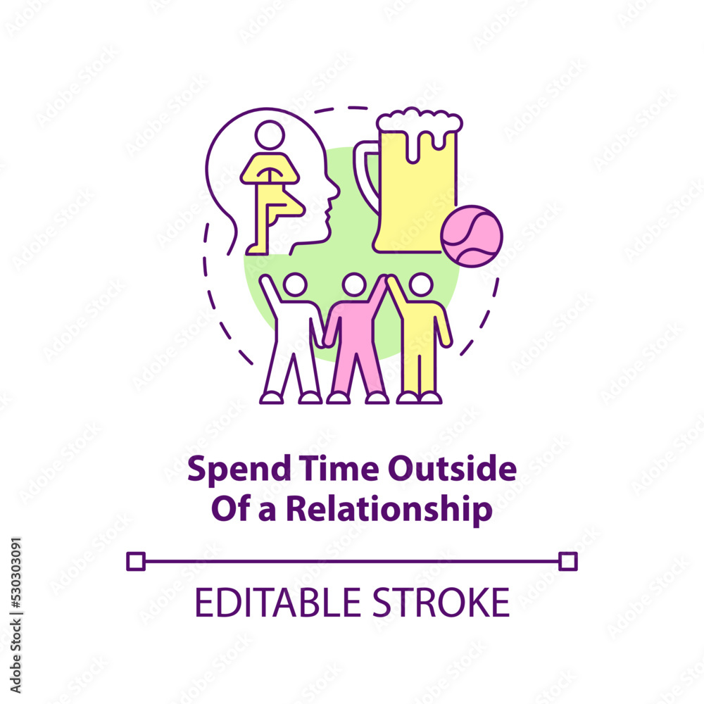 Spend time outside of relationship concept icon. Live-in relationship rule for couple abstract idea thin line illustration. Isolated outline drawing. Editable stroke. Arial, Myriad Pro-Bold fonts used