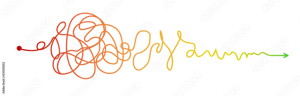 Complex way from start to finish concept illustration. Business solutions idea searching. Chaos simplifying, problem solving. 10 eps Complex way from start to finish concept illustration. Business solutions idea searching. Chaos simplifying, problem solving. 10 eps
