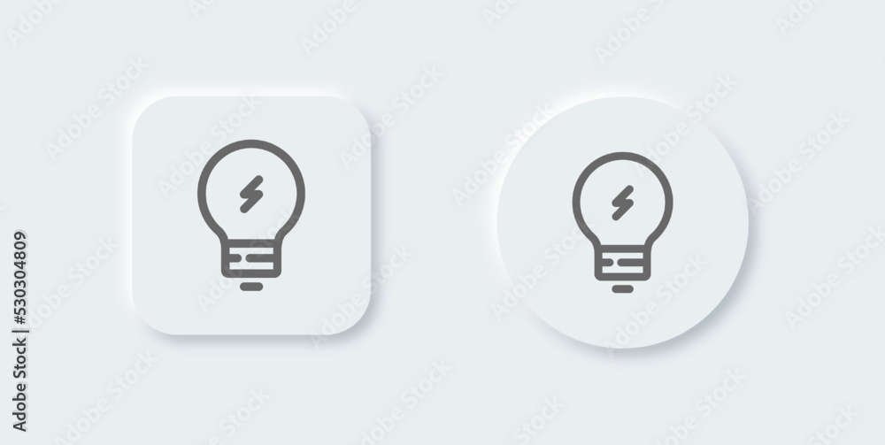 Light bulb line icon in neomorphic design style. Idea signs vector illustration. Light bulb line icon in neomorphic design style. Idea signs vector illustration.