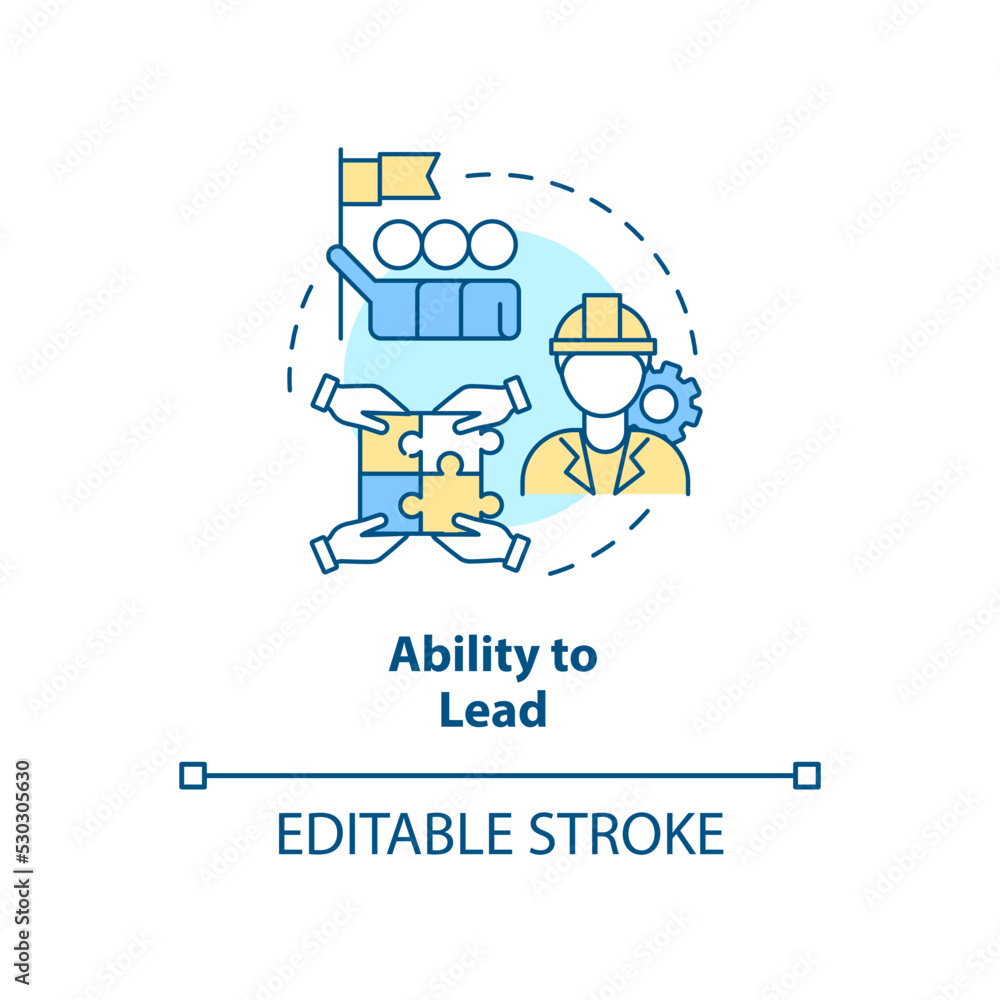 Ability to lead concept icon. Characteristic of good housing developer abstract idea thin line illustration. Isolated outline drawing. Editable stroke. Arial, Myriad Pro-Bold fonts used Ability to lead concept icon. Characteristic of good housing developer abstract idea thin line illustration. Isolated outline drawing. Editable stroke. Arial, Myriad Pro-Bold fonts used