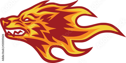 Wolf Fire Flame Burning Logo Esports Sports Mascot Design Illustration Template