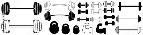 Dumbbell icon vector set. barbell illustration sign collection. body-building symbol. Sport logo.