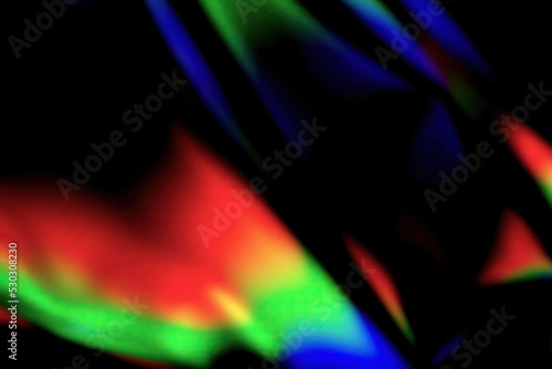 RGB crystal prism light dispersion on black background