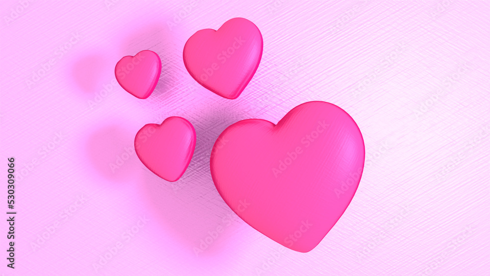 3d illustration pink hearts background
