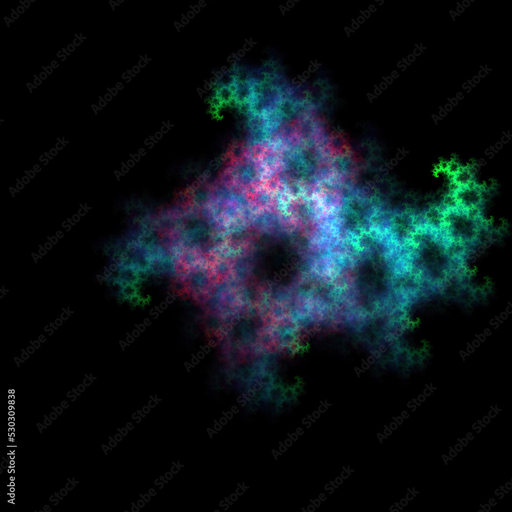 Colorful fractal nebula dust on black background