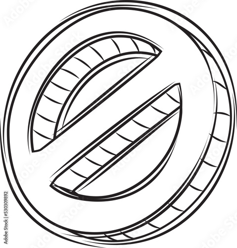 Vector Doodle of Black and White Stop or Warning Icon