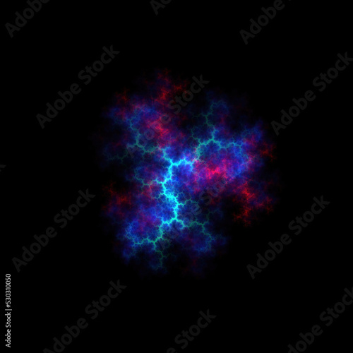 Colorful fractal nebula dust on black background