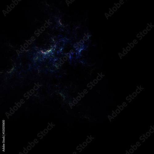 Colorful fractal nebula dust on black background