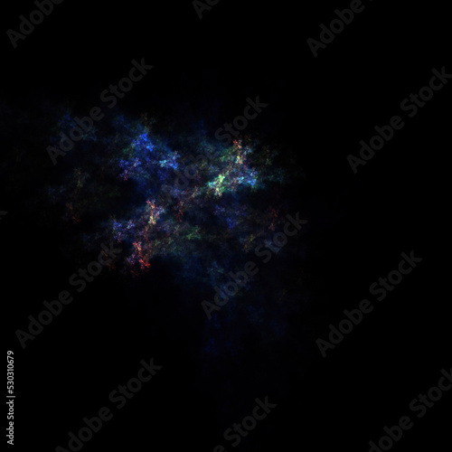 Colorful fractal nebula dust on black background