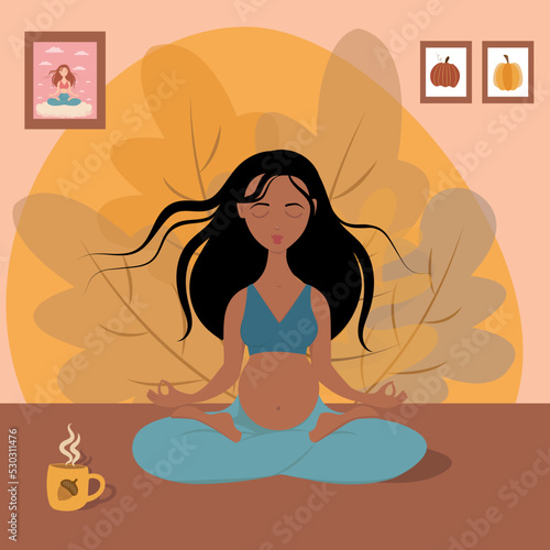 Beautiful pregnant woman in meditation