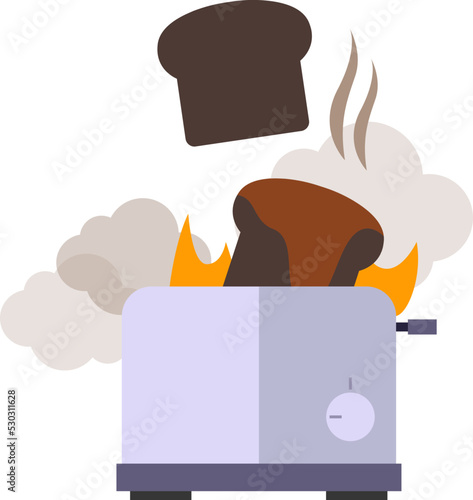Broken toaster Home Appliance. Vector illustration