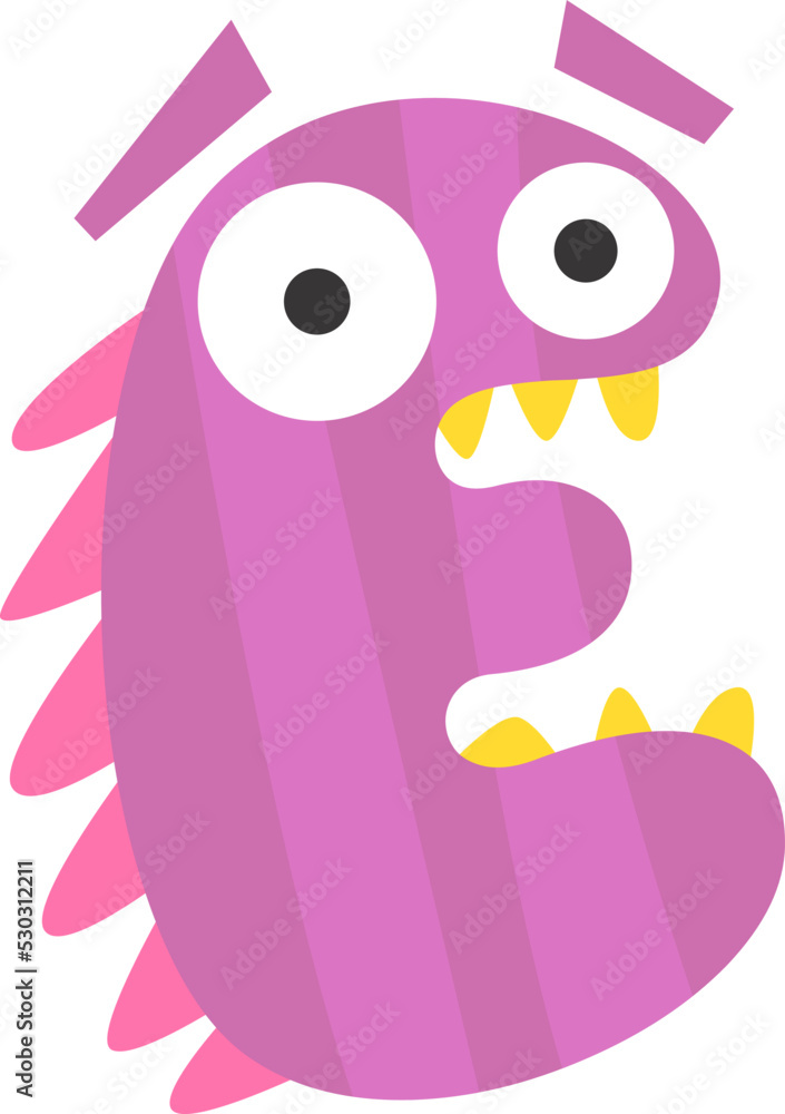 Childish monster E letter. Vector illustration