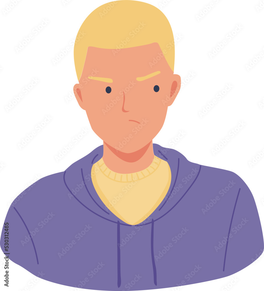 The Emotion of Skin Head Man. Bored Expression Cartoon Vector Illustration The Emotion of Skin Head Man. Bored Expression Cartoon Vector Illustration