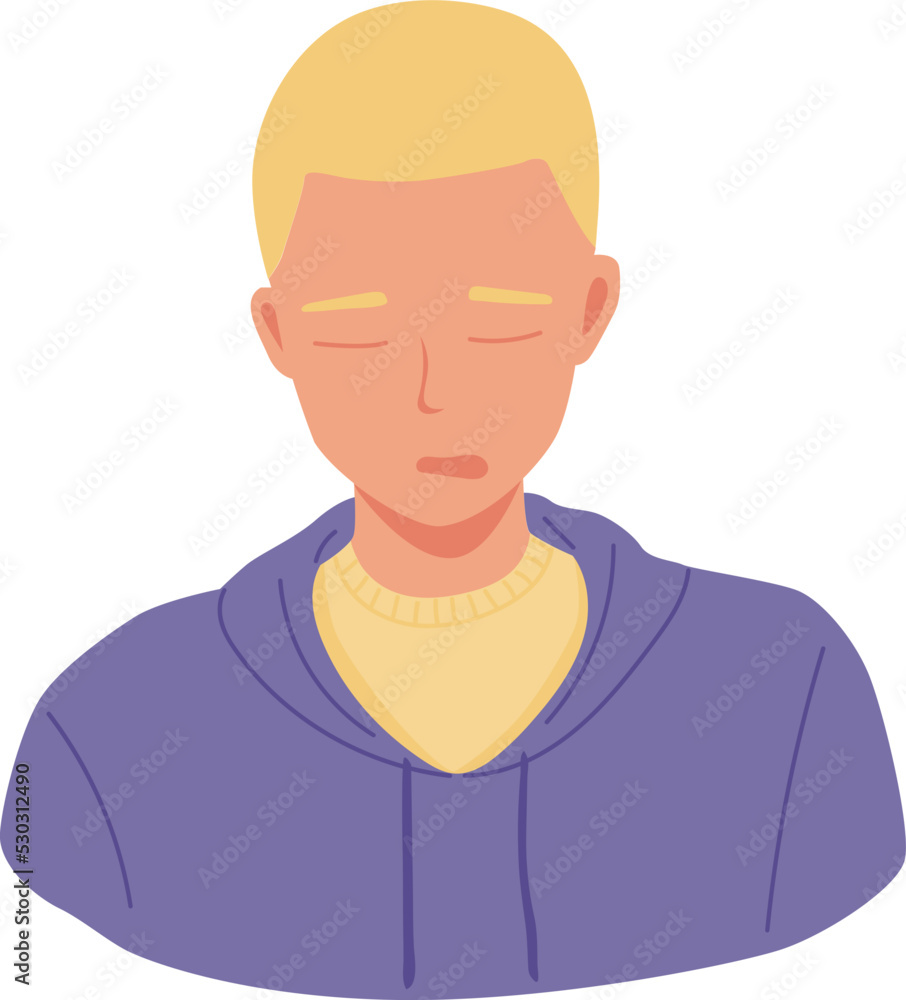 The Emotion of Skin Head Man. Depressed Expression Cartoon Vector Illustration The Emotion of Skin Head Man. Depressed Expression Cartoon Vector Illustration