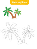 PALM TREE COLORING PAGE FOR KIDS