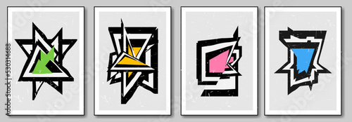 Vector illustration. Abstract posters. Wall design. Set of trendy covers. Classic style.  