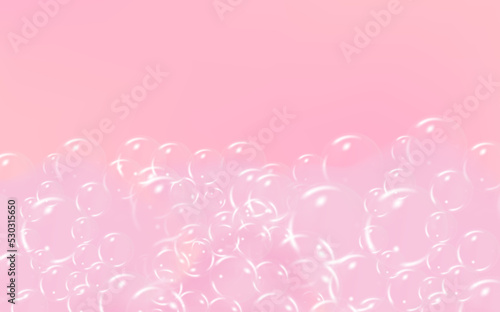 Set of bath pink foam isolated on transparent background. Shampoo bubbles texture.Sparkling shampoo and bath lather, vector illustration.