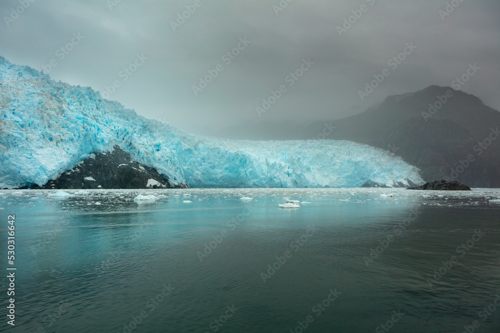 Snout of the Aialik glacier, Kenai peninsula Alaska in rainy weather
Snout of the Aialik glacier, Kenai peninsula Alaska in rainy weather